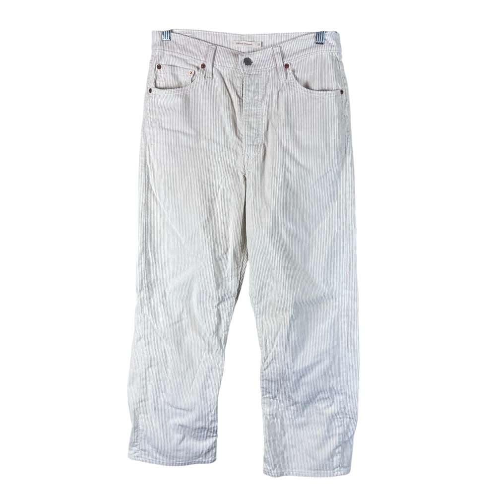 Levi's | Premium Ribcage Straight Ankle Corduroy Pants Cream Beige Boho Prep 31 - Picture 3 of 11